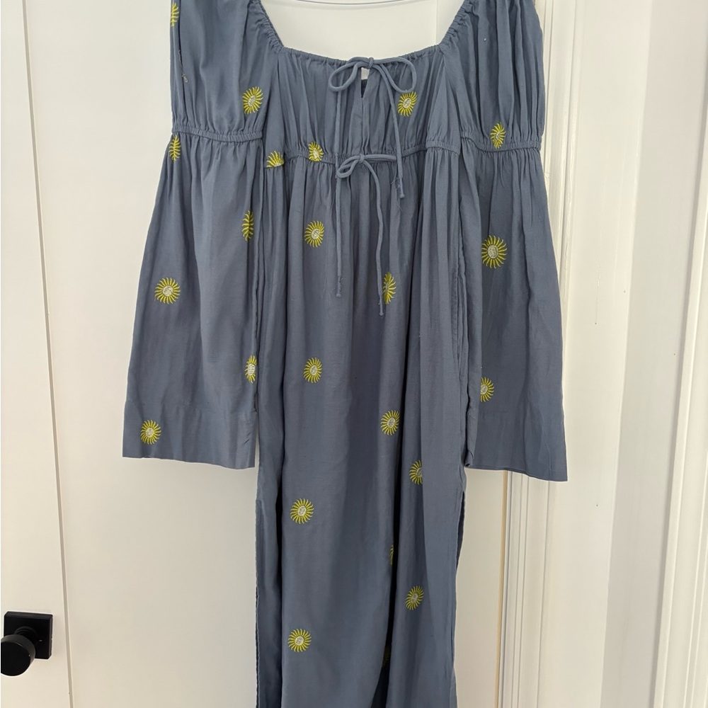 Free People Blue Maxi Dress with Yellow Accents